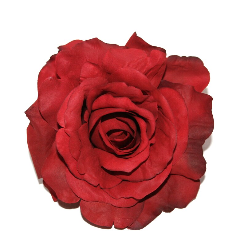 Silk Flowers Artificial Flowers PRE-ORDER With or Without Stem 1 Large Deep Red Georgia Rose