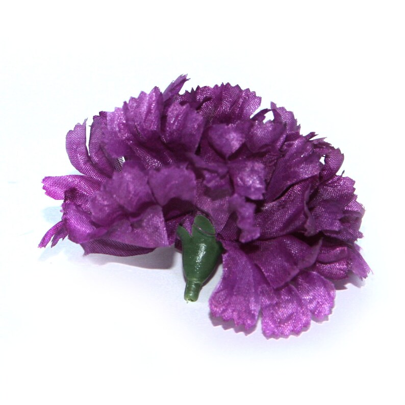 3 Purple Carnations Artificial Flowers Silk Flower Heads Etsy