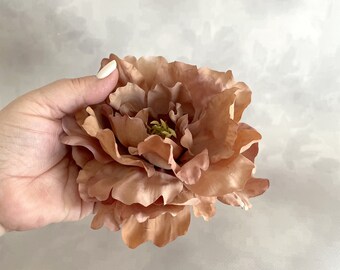Antique Brown Taupe Peony - Artificial Silk Flower - PRE-ORDER - Available with or without stem
