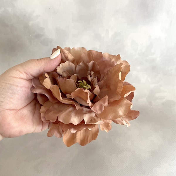 Antique Brown Taupe Peony - Artificial Silk Flower - PRE-ORDER - Available with or without stem