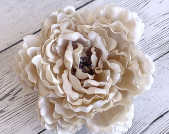 ENORMOUS Cream Pie Silk Peony - Artificial Flowers, Silk Flowers - PRE-ORDER - Available with or without stem