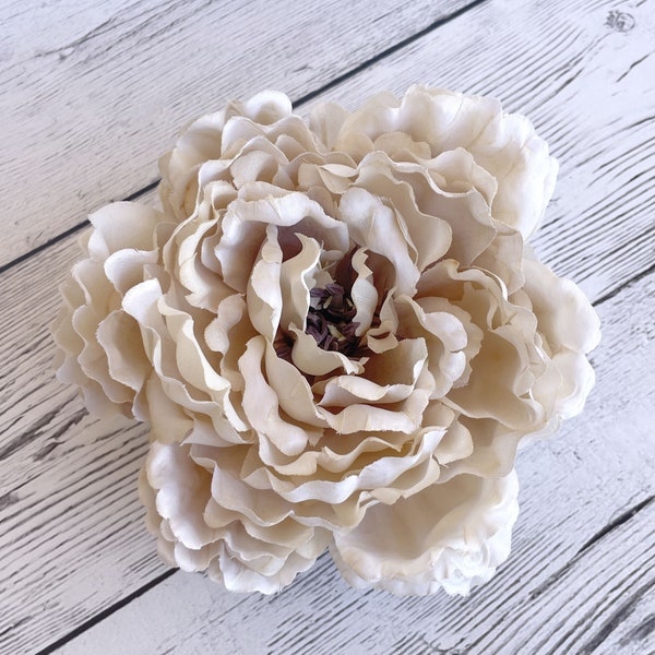 ENORMOUS Cream Pie Silk Peony - Artificial Flowers, Silk Flowers - PRE-ORDER - Available with or without stem