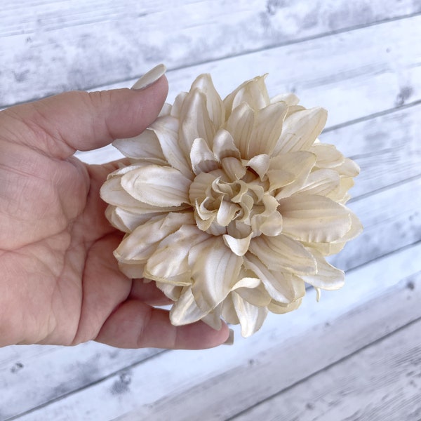 Ivory Cream Dahlia - Artificial Flower - Available with or Without Stem