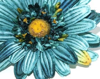 Textured Turquoise Blue Gerbera Daisy - Artificial Flowers, Silk Flowers - PRE-ORDER