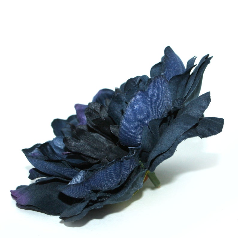 Artificial Flower Heads Silk Flowers Limited Quantities Navy Blue with Violet Highlights Peony