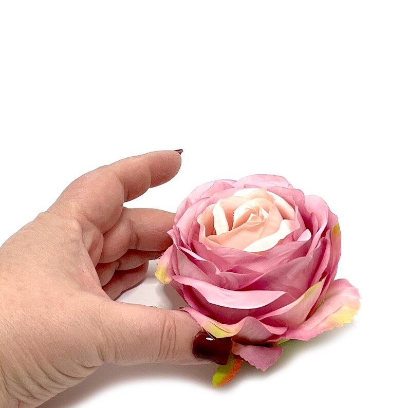 Boutique Pink Rose Head Artificial Flower Silk Flower Heads image 3