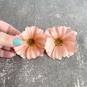 4 Delicate Salmon Pink Cosmos Artificial Flowers, Silk Flowers image 3