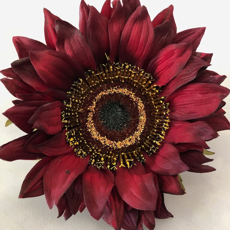 Jumbo Burgundy Sunflower Pick Artificial Flowers Silk Etsy