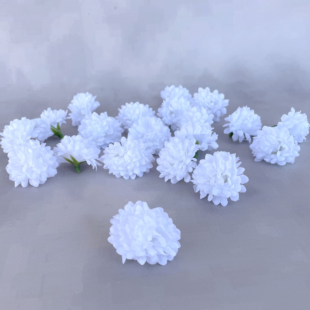 20 White Mini Carnation Mums Artificial Flowers, Baby Flowers Etsy