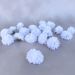 20 White Mini Carnation Mums - Artificial Flowers, Baby Flowers