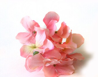 1 Small Pink Hydrangea Head -  Artificial Flowers, Blossoms, Silk Flowers