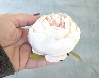 Vintage Inspired Cream Ball Peony - Blush Center - Artificial Flower - Silk Flower Heads