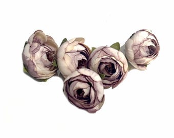 5 Creamy Antique Mauve Pink Camellia Buds - Artificial Flowers, Silk Flowers * please read full listing regarding dye lots