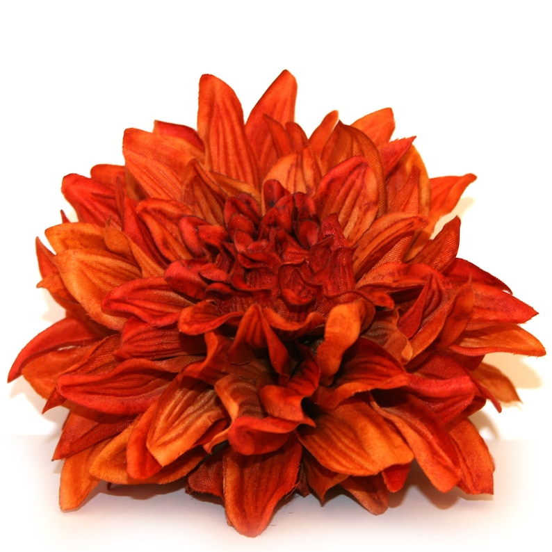 1 ENORMOUS Burnt Orange Silk Dahlia Artificial Flower 6 Etsy