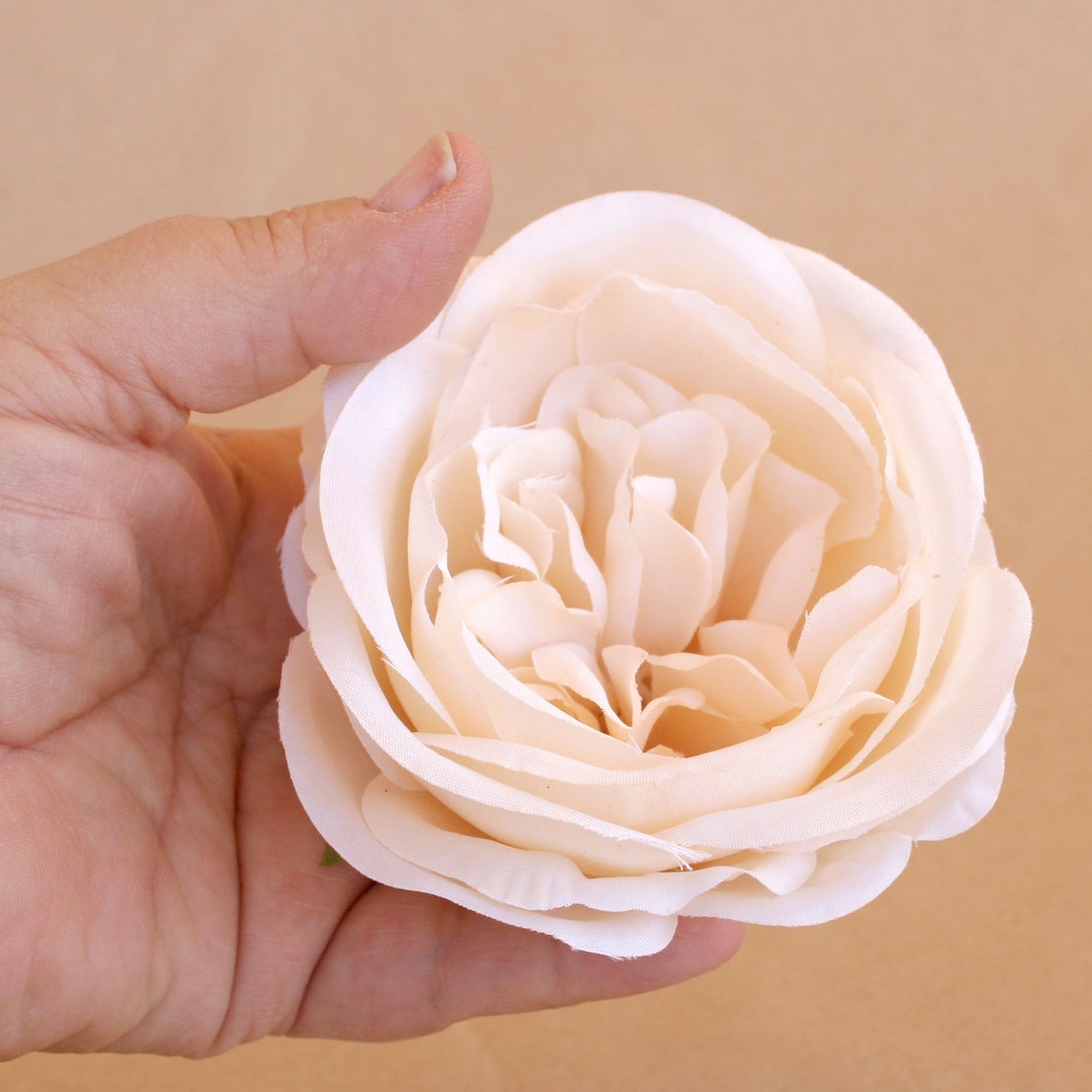 Ivory Cream Cabbage Rose - Artificial Flower, Silk Flower Heads - Etsy
