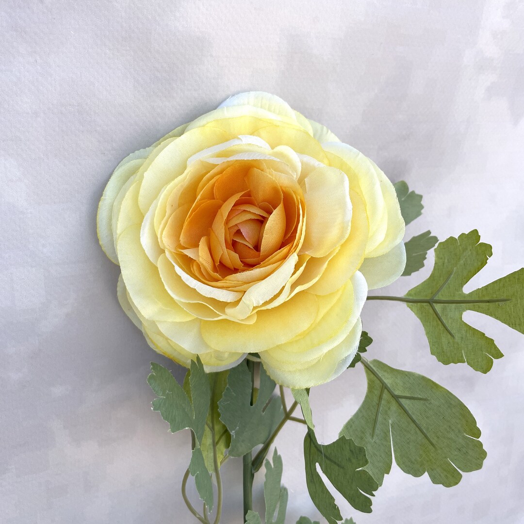 Large Yellow Ranunculus Silk Flowers Artificial Flowers Etsy