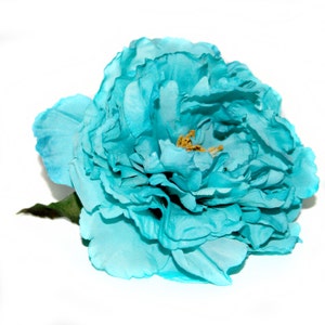 1 Bright Turquoise Peony Boutique Silk Flowers, Artificial Flower Heads PRE-ORDER image 1