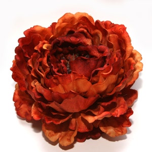 1 ENORMOUS Rust Orange Peony Artificial Flower Head, Silk Flowers PRE-ORDER Stem and Leaves Available image 4
