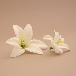 10 Tiger Lilies in Cream White - Artificial Flowers, Silk Flower Heads - PRE-ORDER