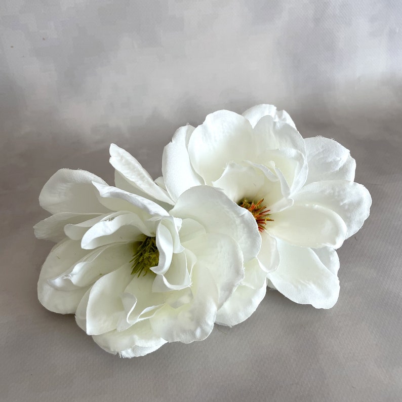 White Magnolia Artificial Flower, Silk Flower Head Stem available PRE-ORDER read full listing image 2