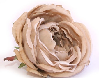 Jumbo Beige Cabbage Rose - Artificial Flower, Silk Flower Heads