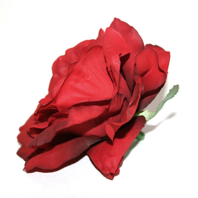Silk Flowers Artificial Flowers PRE-ORDER With or Without Stem 1 Large Deep Red Georgia Rose