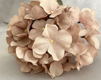 Beige Hydrangea Bunch -  Artificial Flowers, Blossoms, Silk Flowers