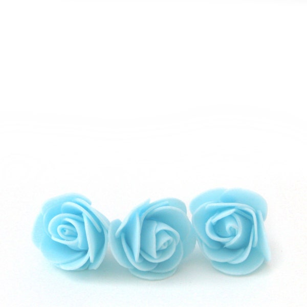 10 Delicious Baby Blue Foam Roses - Artificial Flowers