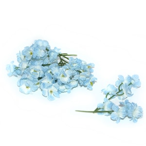 50 Light Blue Blossoms - (13-14 pick count) Artificial Flowers, Silk Flower Blossoms - PRE-ORDER
