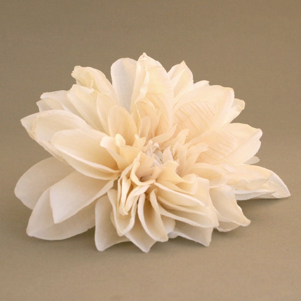Dry Look Ivory Cream Dinner Plate Dahlia - Artificial Flower, Silk Flower - Available with or without a stem