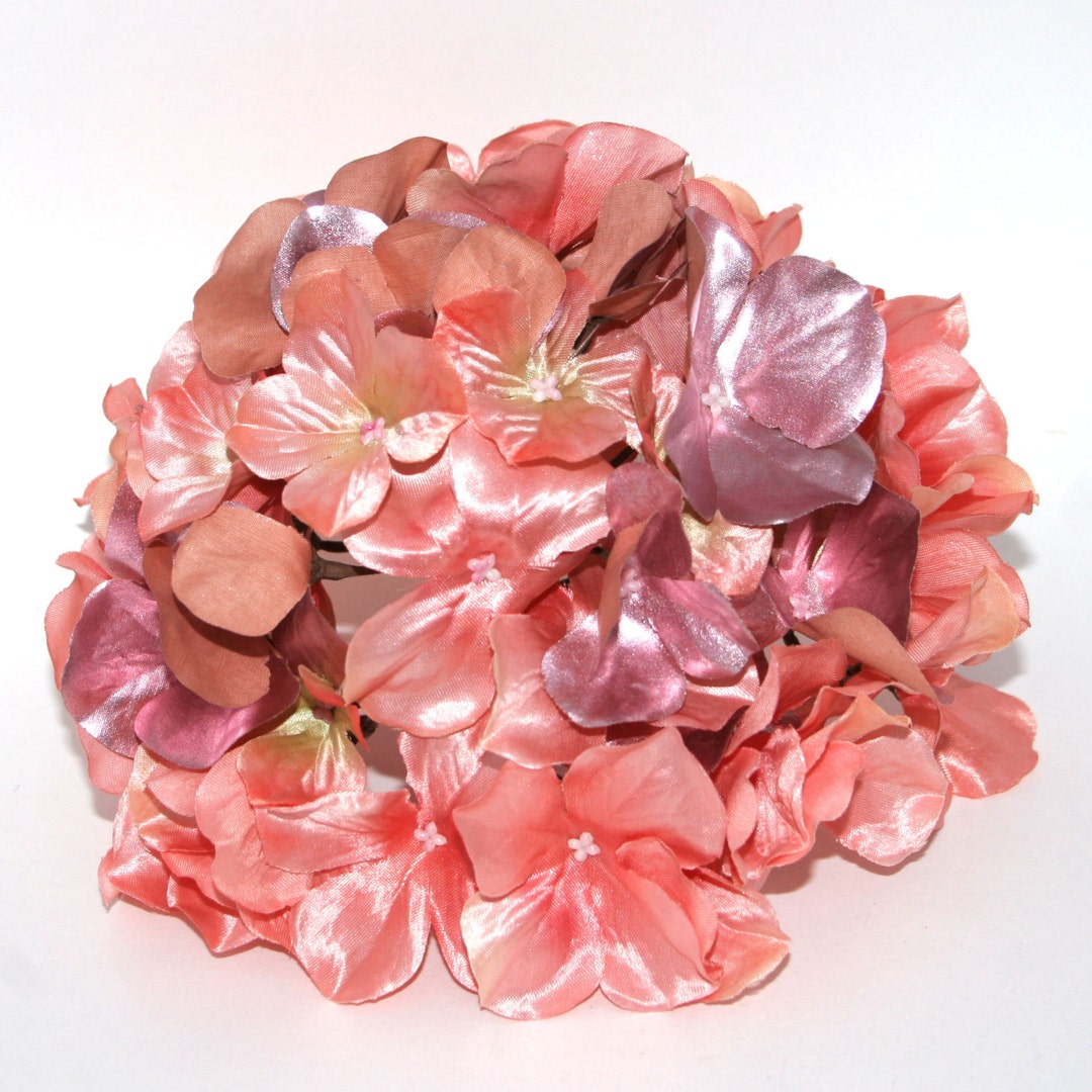 Large Metallic Peach Pink Hydrangea Bunch - With or Without Stem ...