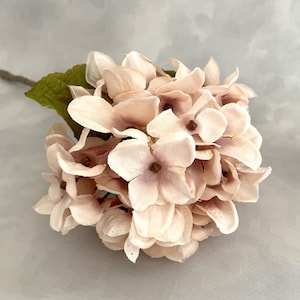 Antique Pink Hydrangea - Full Head with Stem and Leaves - Artificial Flowers, Silk Flowers
