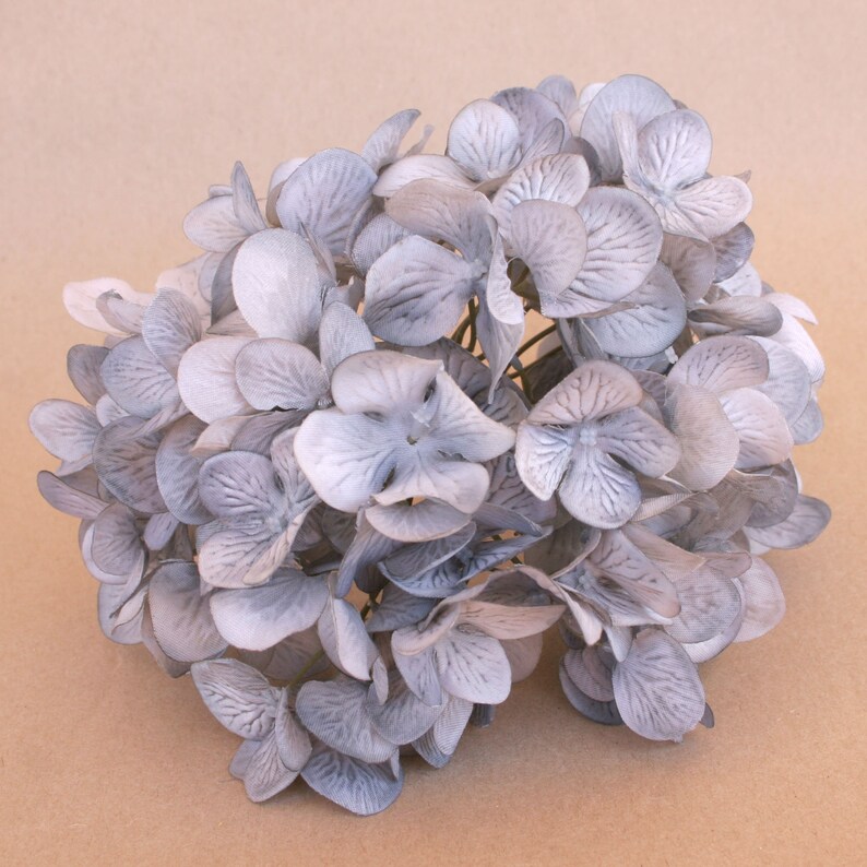 Full Hydrangea Head in Grey Artificial Flowers Silk Flower Etsy
