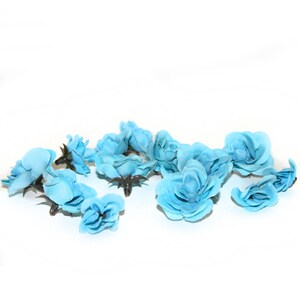 10 roses thé bleu turquoise - Fleurs artificielles, roses en soie - PRÉ-COMMANDE