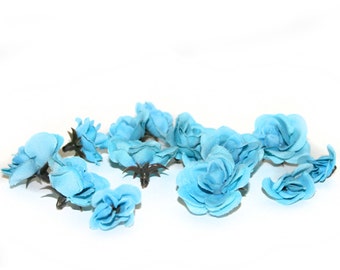 10 Turquoise Blue Tea Roses - Artificial Flowers, Silk Roses - PRE-ORDER