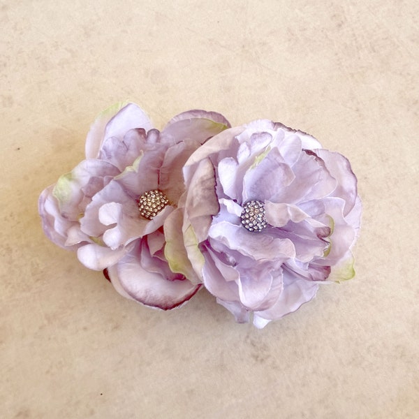 2 Small Lavender Hair Clips - EMBELLISHED - Artificial Flowers, Fascinators