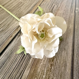 Ivory Cream Anemone Stem- Artificial Flowers, Silk Flower