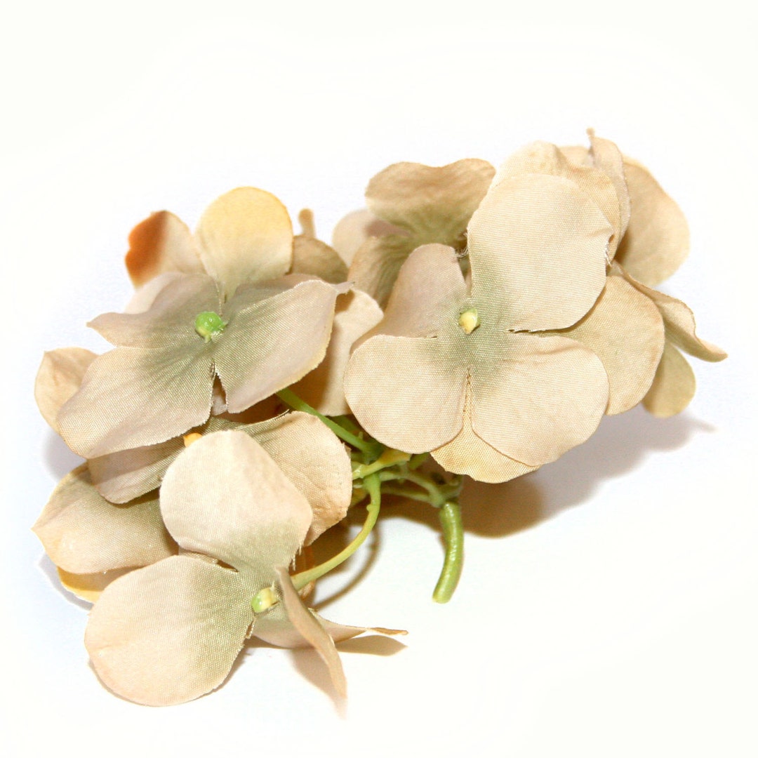 1 Beige Hydrangea Bunch - Small Head - Artificial Flowers, Blossoms ...