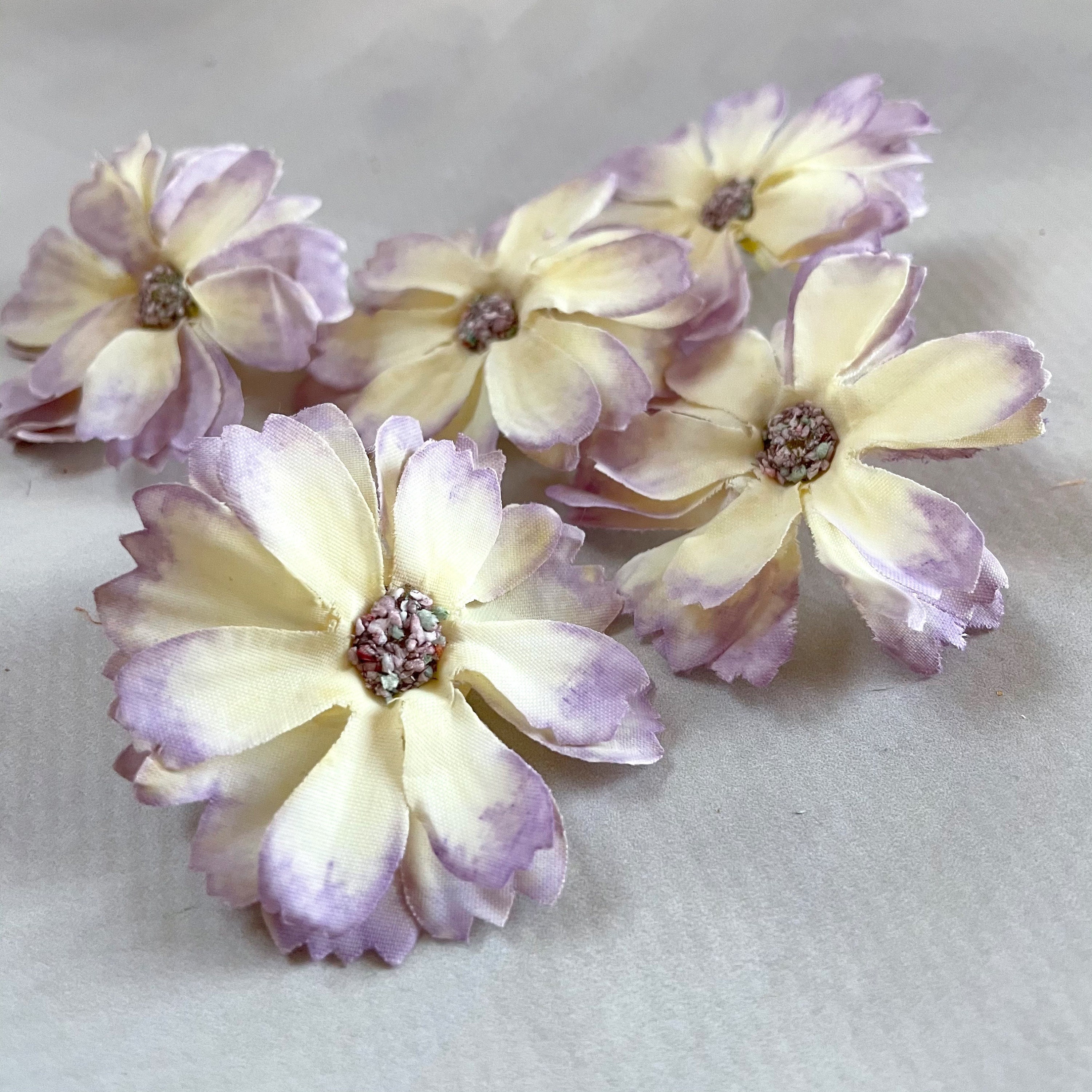 5 Small Lavender Cream Cosmos Artificial Flowers Silk Etsy