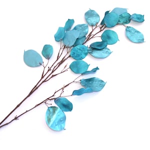 Turquoise Metallic Silver Dollar Stem - Floral, Artificial Flowers, Silk Flowers - PRE-ORDER