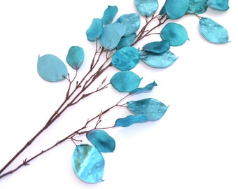 Turquoise Metallic Silver Dollar Stem - Floral, Artificial Flowers, Silk Flowers - PRE-ORDER