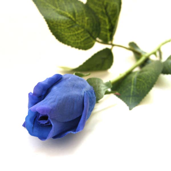 1 Long Stem Gorgeous Real Touch Blue Rose Bud- Artificial Flowers