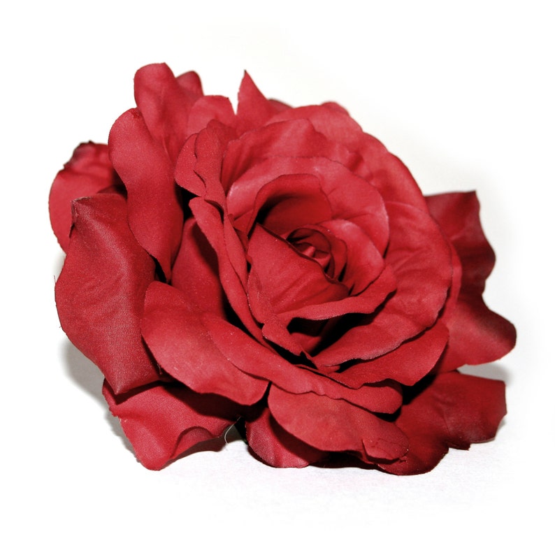 Silk Flowers Artificial Flowers PRE-ORDER With or Without Stem 1 Large Deep Red Georgia Rose