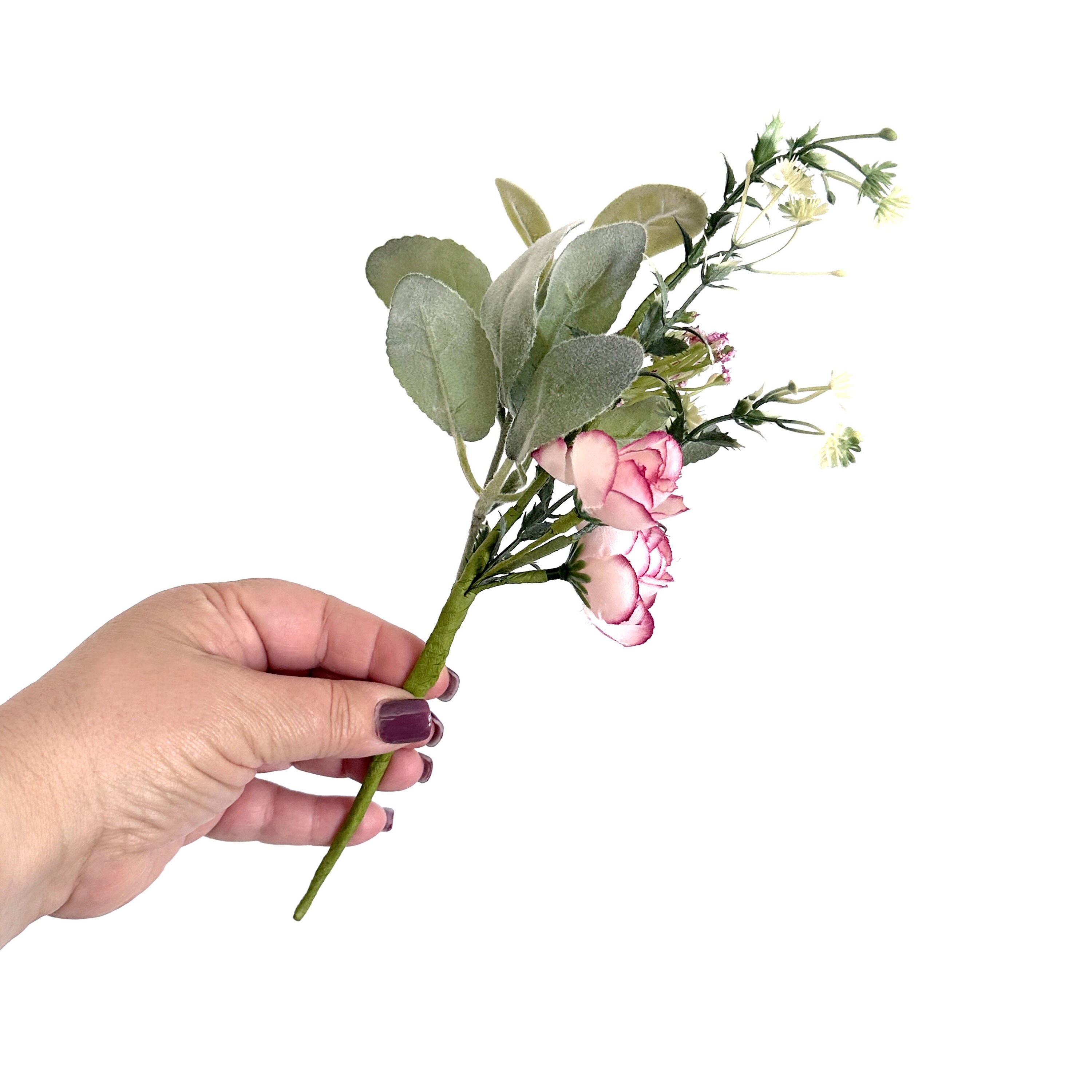Pink Roses Bundle Small Pink Rose Bundle Bouquet - Pink Roses, Greenery - Artificial ...