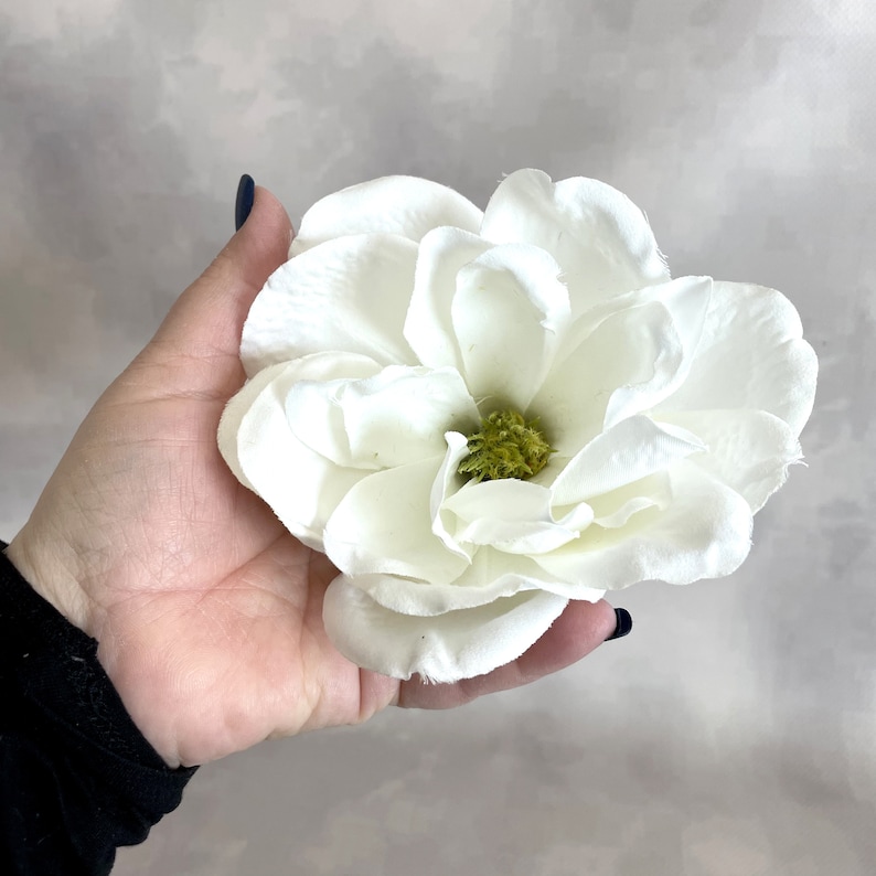 White Magnolia Artificial Flower, Silk Flower Head Stem available PRE-ORDER read full listing image 5