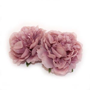 2 Small MAUVE PINK Peonies Artificial Flower Heads image 4