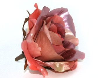 Metallic Peach Pink Rose - With or Without Stem - Artificial Flowers, Silk Roses - PRE-ORDER