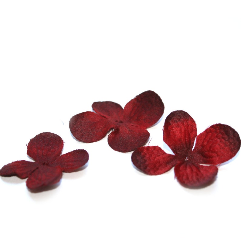 20 Silk Hydrangea Blossoms in Dark Red Artificial Flowers Etsy