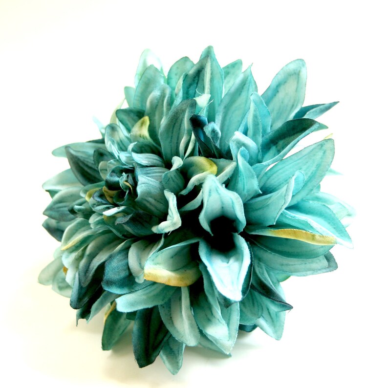 1 ENORMOUS Turquoise Silk Dahlia Artificial Flower Etsy