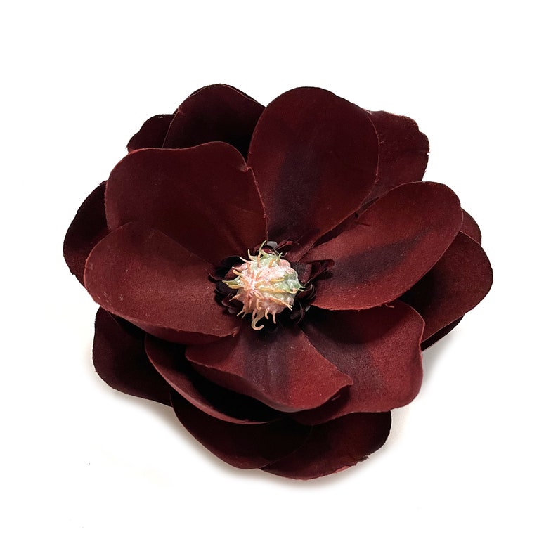 Silk Flower Head Artificial Flower Burgundy Red Magnolia